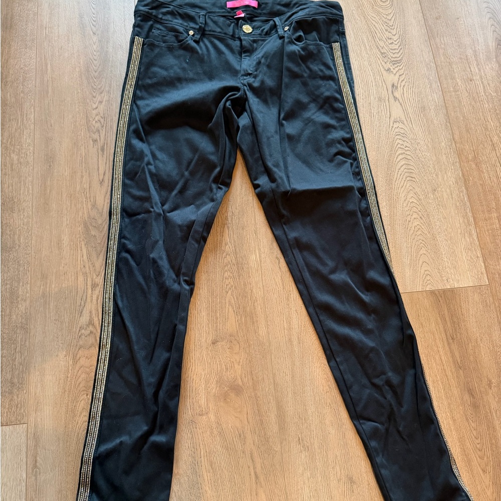 Lilly Pulitzer Black Jeans with Gold Accents